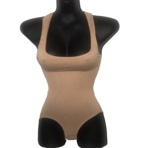 FIX Shapewear Beige Racerback High compression bodysuit size L/XL NWOT